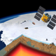 Artist’s concept of a warm, gooey mantle beneath West Antarctica’s Amundsen Sea Embayment.